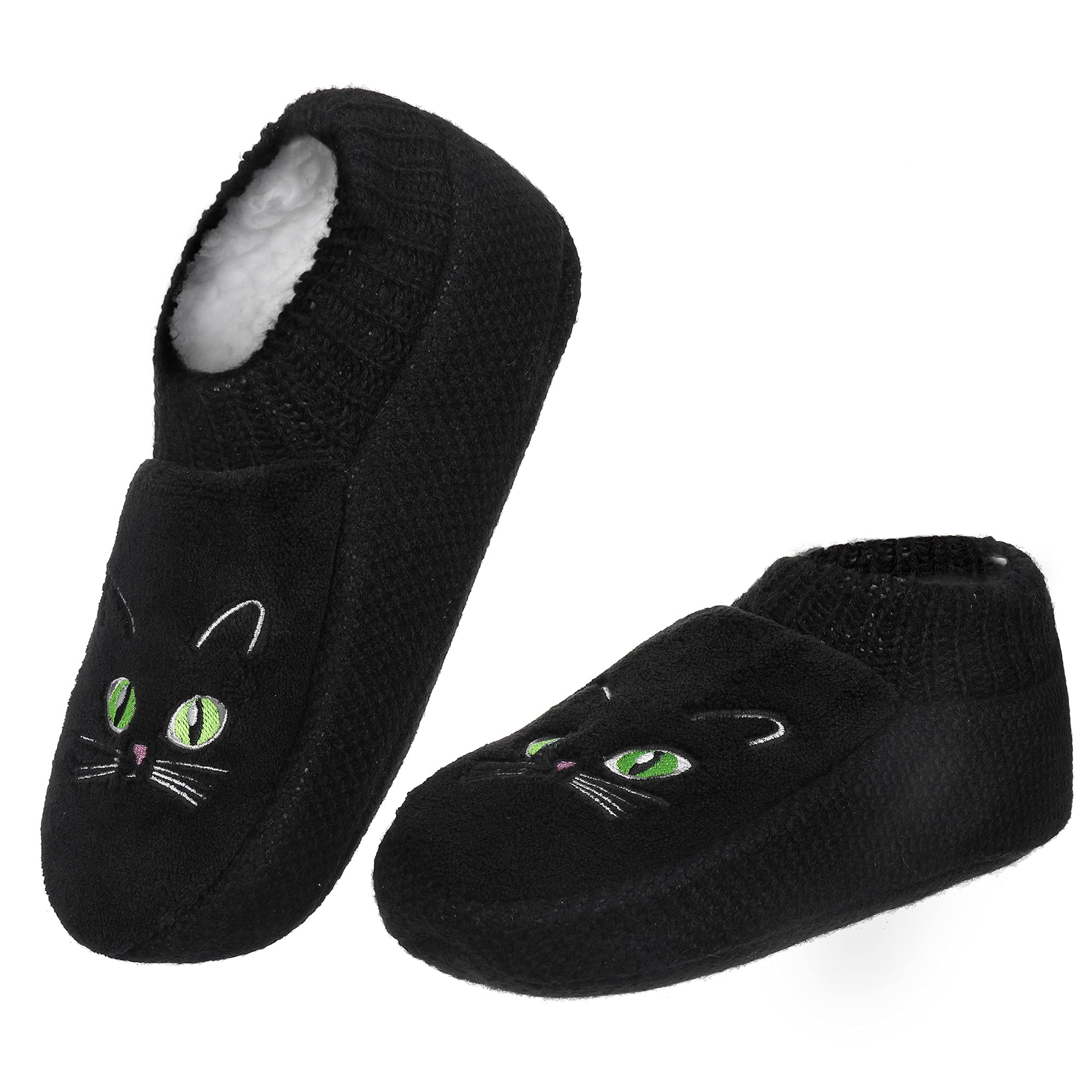 Women's Cozy Fleece-Lined Non-Slip Slipper Socks - Soft Winter Knit Bedroom Socks for Women - Perfect Gift for Cat Lovers - Ideal for Home, Lounge & Cold Weather Comfort