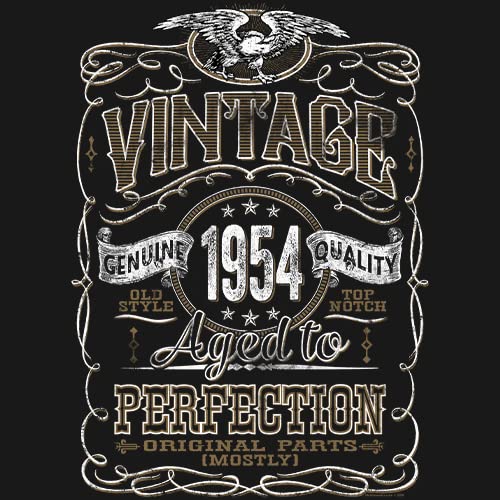 Vintage 1954 Aged to Perfection 71st Birthday Gift T-Shirt for Men - Funny 71 Year Old Present - Perfect for Birthday Parties & Milestone Celebrations