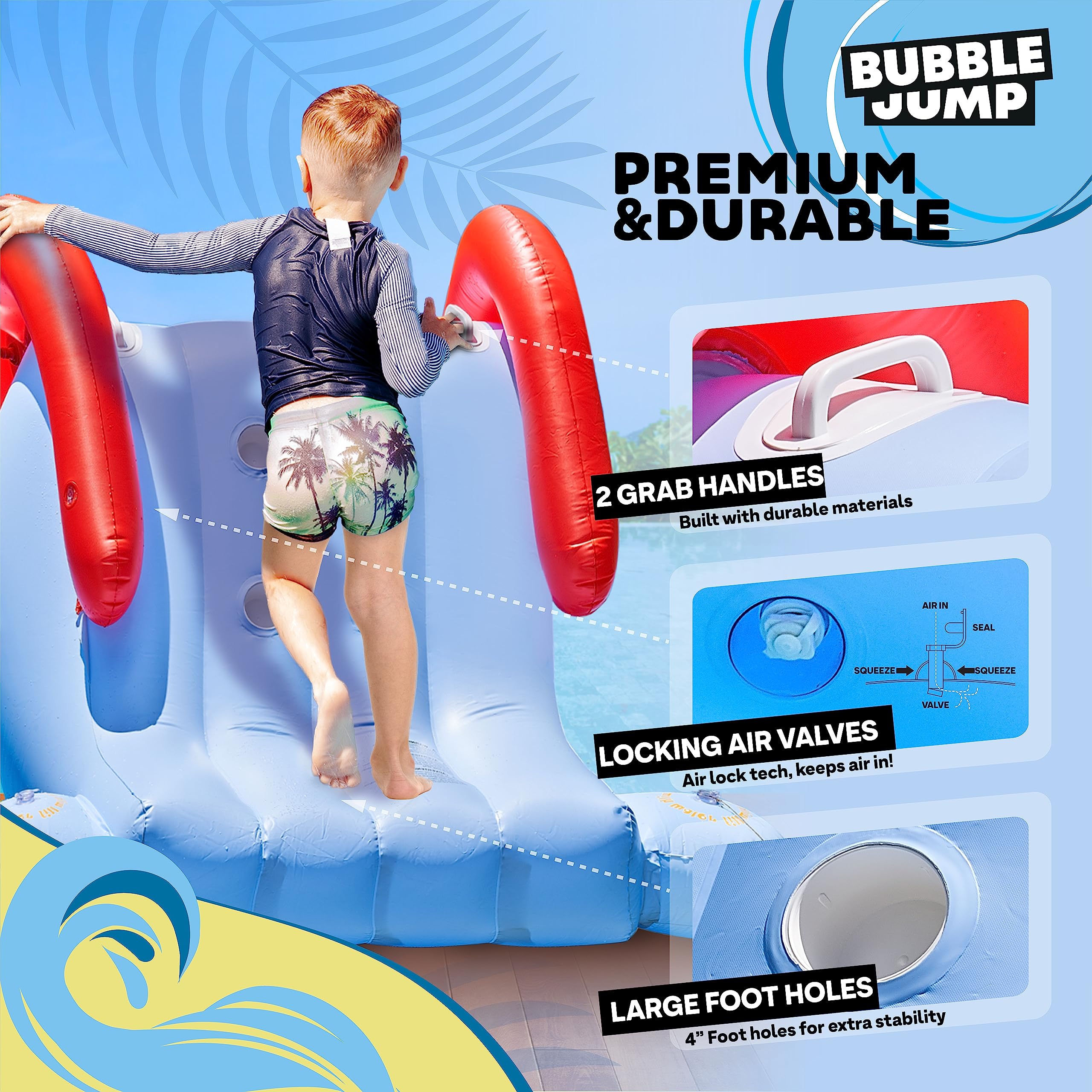 Best Inflatable Pool Slide for Inground Pools - Adjustable Sprayers & Weighted Water Base for Stability - Fun Water Slides for Adults & Kids Ages 7+ - Perfect for Backyard Parties, Summer Fun & Family Gatherings - By Bubble Jump