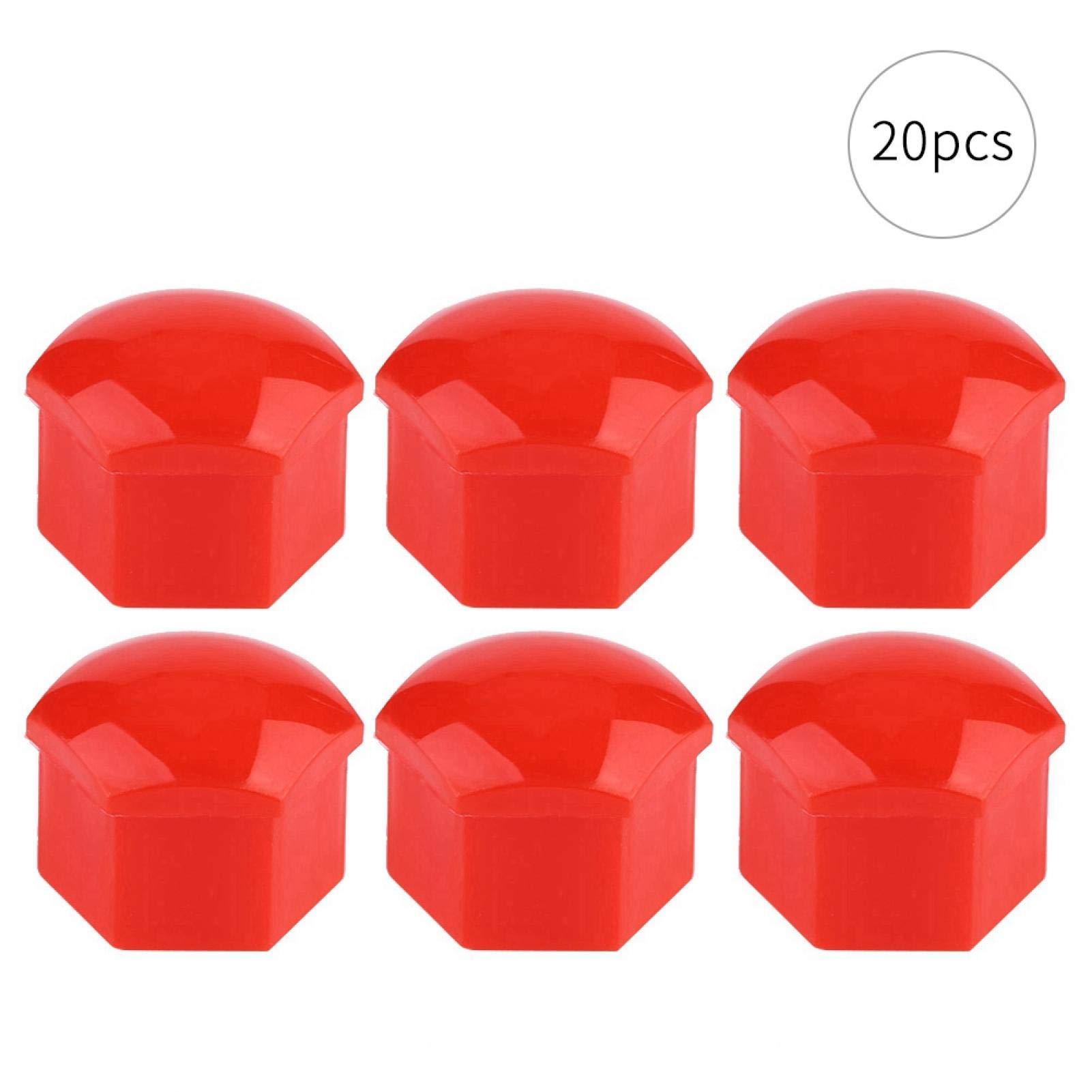 21mm Anti-Theft Wheel Nut Covers (20pcs, Red) - Secure Car Hub Screw Caps for Alloy Wheels - Perfect for Theft Prevention & Vehicle Aesthetics