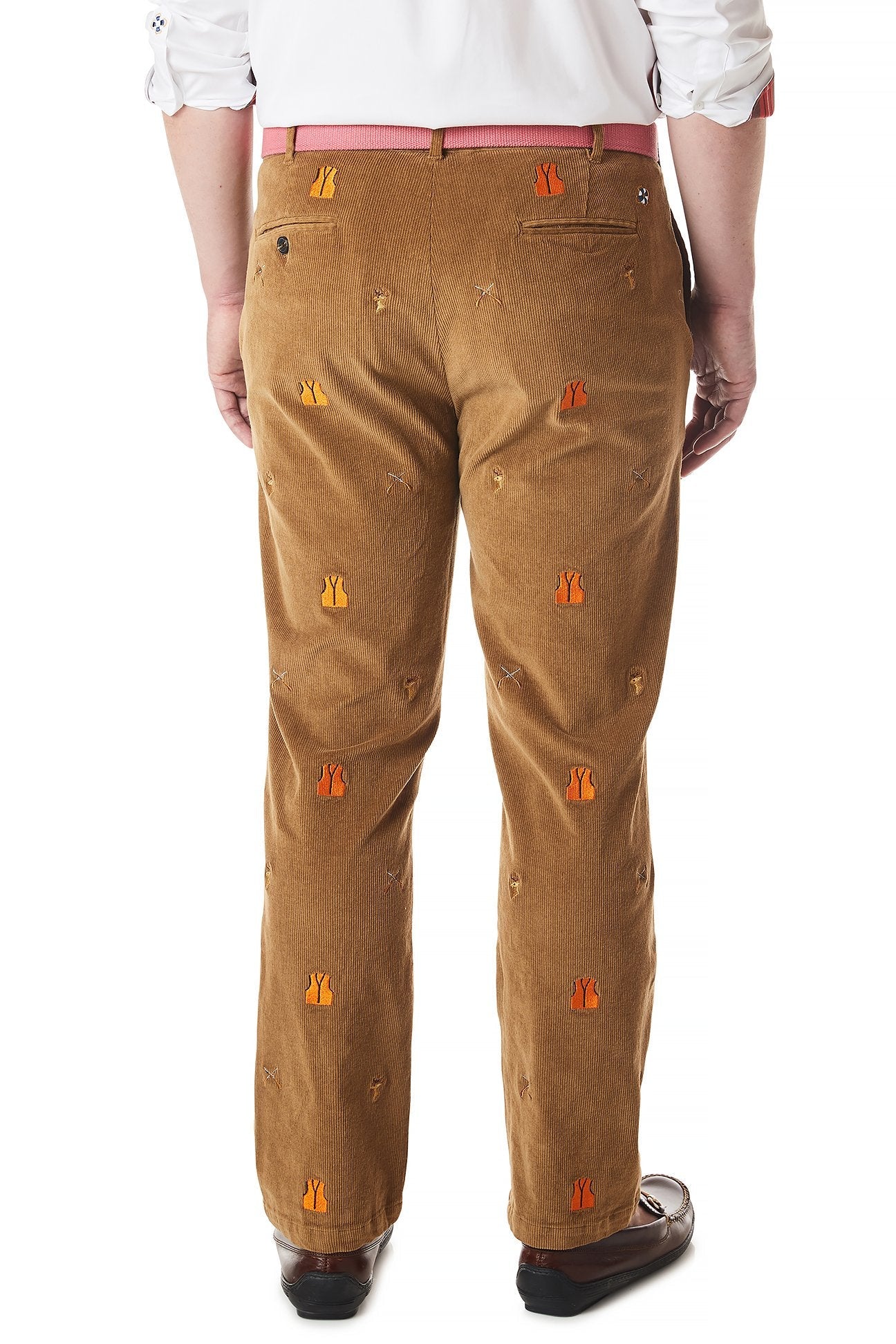 Beachcomber Corduroy Pants for Men - Khaki Casual Trousers with Deer Hunter Design | Perfect for Outdoor Adventures & Everyday Wear