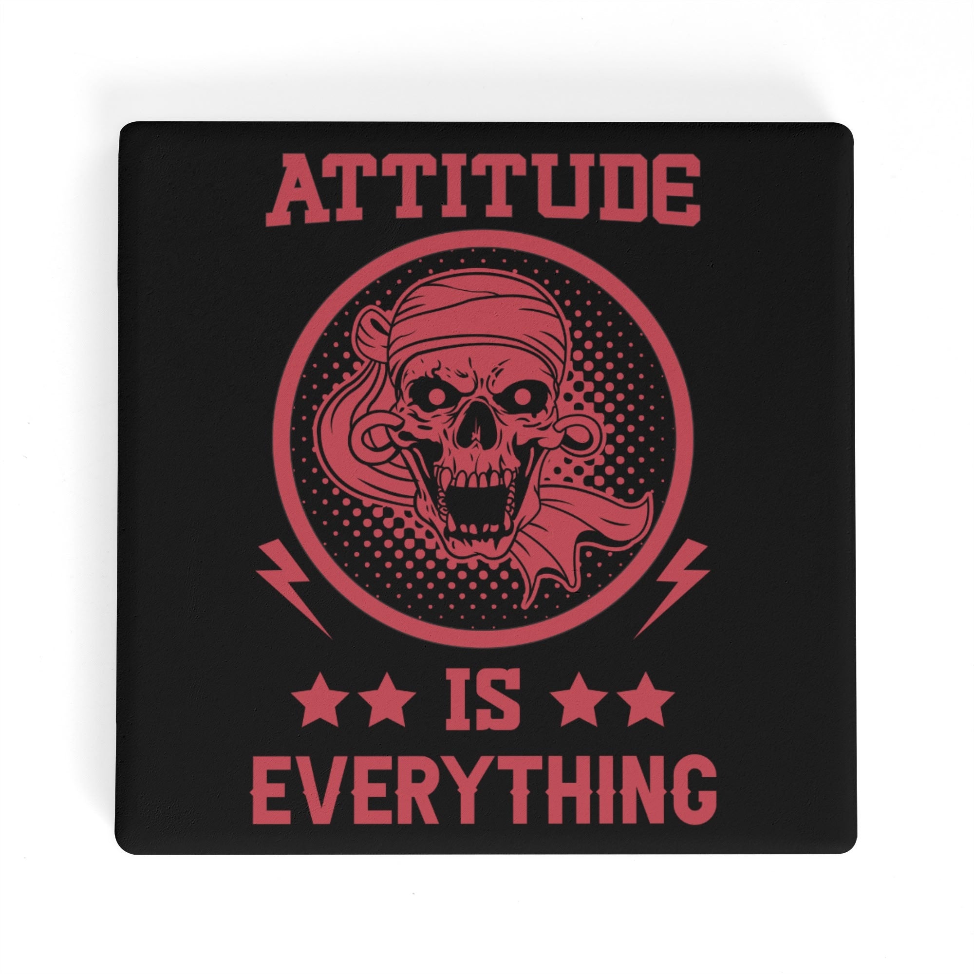 Attitude Is Everything Square Ceramic Coasters Set of 4 - Funny Inspirational Home & Office Decor for Coffee Tables, Desks and Gifts