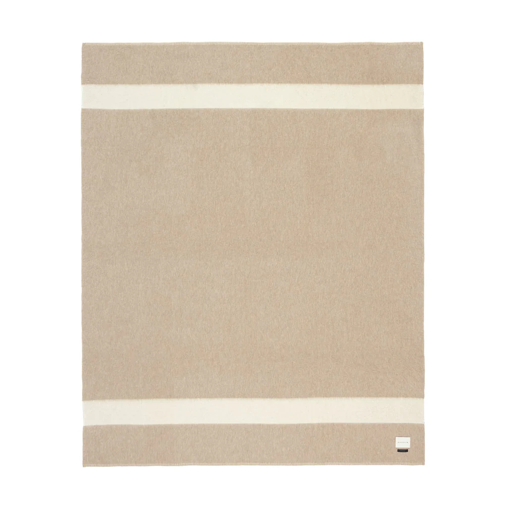 Blacksaw Siempre Recycled Blanket - Eco-Friendly Beige & Ivory Stripe Throw - Perfect for Sofa, Bed, and Outdoor Picnics
