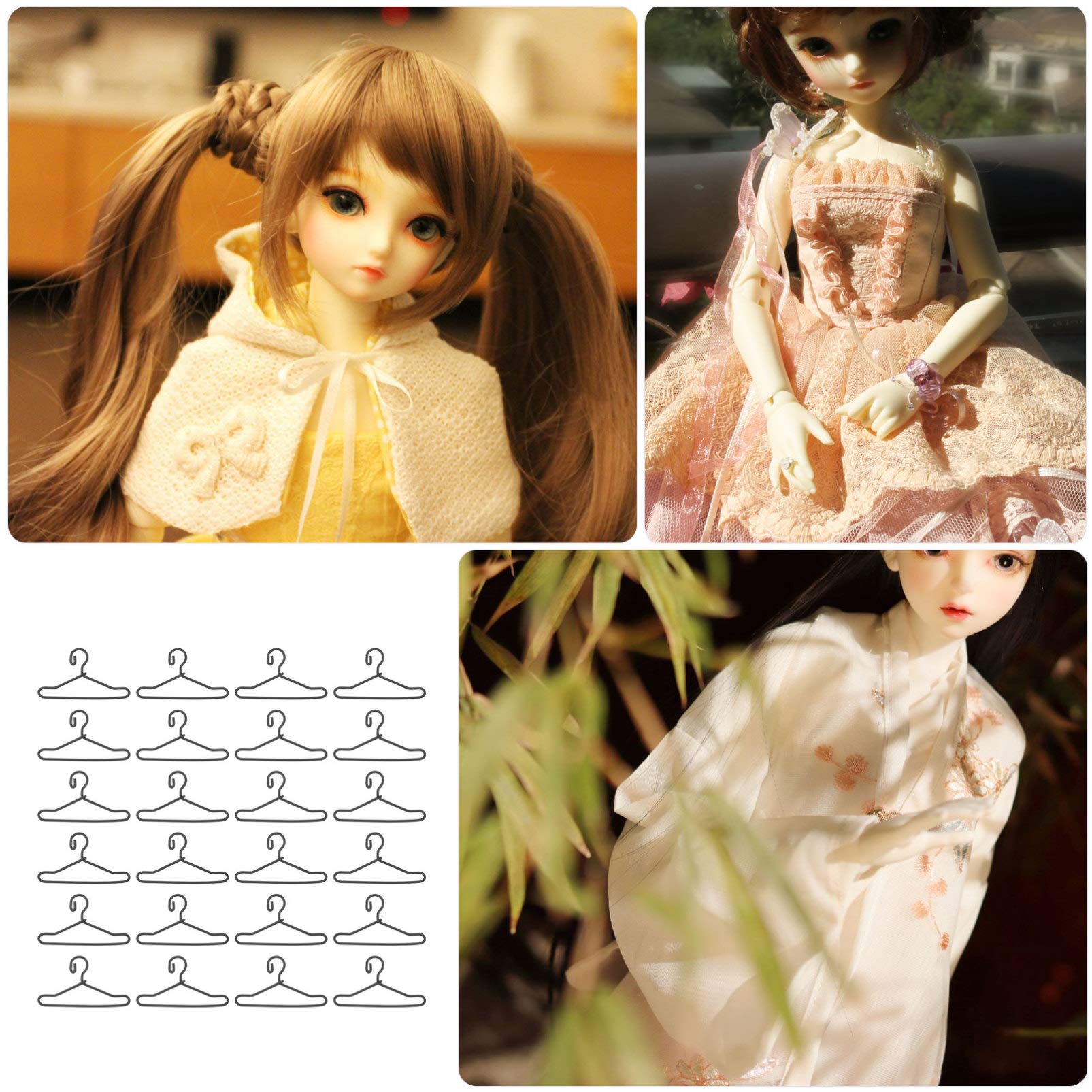 EXCEART 50pcs Mini Doll Clothes Hangers - 40mm Black Wire Hangers for Dollhouse & Kids Wardrobe | Perfect for Barbie Clothes, American Girl Doll Outfits & DIY Miniature Fashion Display