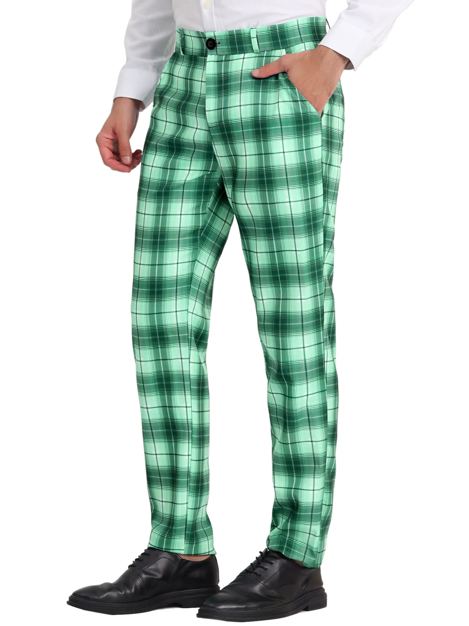 Lars Amadeus Men's Checkered Dress Pants - Flat Front Regular Fit Plaid Slacks for Work, Prom & Business | Office Wear, Formal Events & Professional Occasions