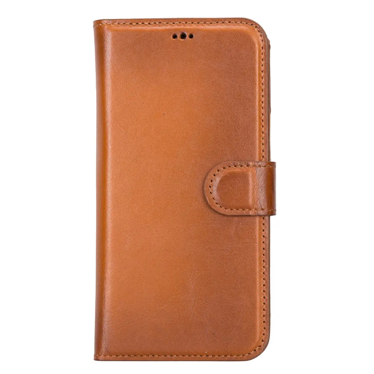 Premium Burnished Tan Leather Magnetic Wallet Case for iPhone 14 Plus - Slim Protective Cover with Card Slots & Strong MagSafe - Perfect for Work, Travel & Everyday Use