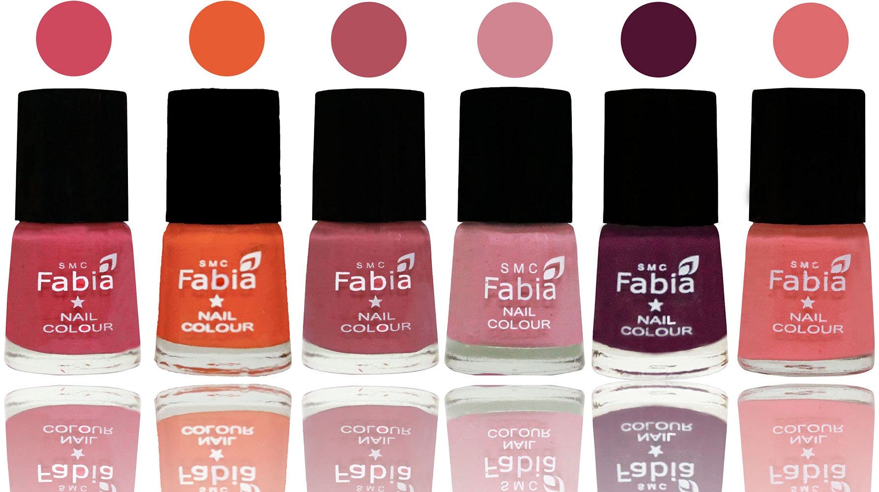 SMC Fabia Shine Bright Glossy Nail Polish Set - 6 Vibrant Colors (02956) | Long-Lasting & Chip-Resistant Nail Paint for Manicures, Pedicures & Nail Art
