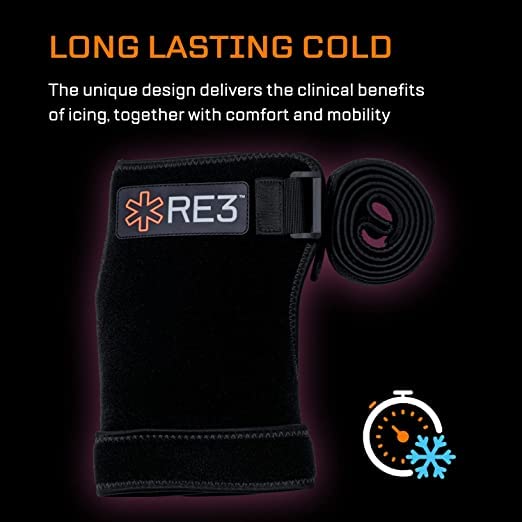 RE3 Ice Compression Pack for Shoulder, Hip & Glute Pain Relief - Cold Therapy Wrap for Rotator Cuff Tendonitis, Dislocated Shoulder, Sports Injuries & Post-Surgery Recovery - Includes 2 Reusable Ice Gel Packs - One Size Fits All - Perfect for Athletes, Physical Therapy & Home Recovery