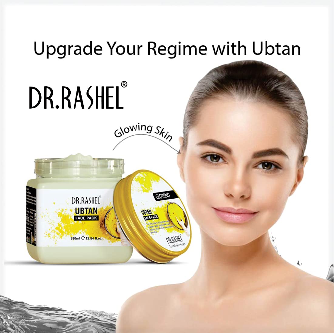 DR.RASHEL Ubtan Face Pack with Turmeric - Brightening & Oil Control for Glowing Skin, Treats Acne, Pimples, Blemishes & Pigmentation - Deep Cleansing Facial & Body Scrub (380ml) - Perfect for Daily Skincare Routine & Spa Treatments