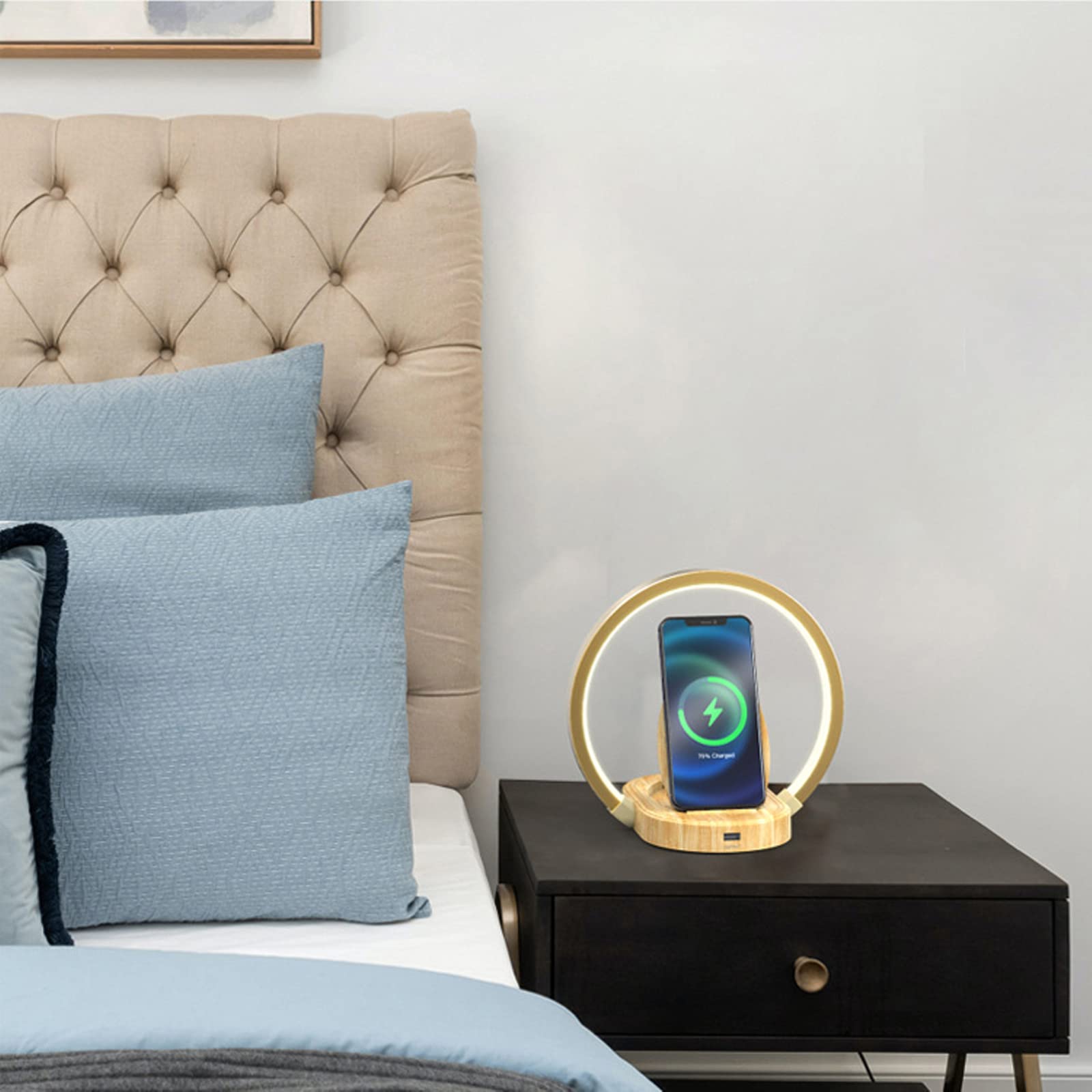 MengK Wireless Charging LED Desk Lamp - Adjustable Brightness, Touch Control, Multi-Purpose Nightstand Lamp for Home, Office, Bedroom | Perfect for Reading, Working & Bedside Use