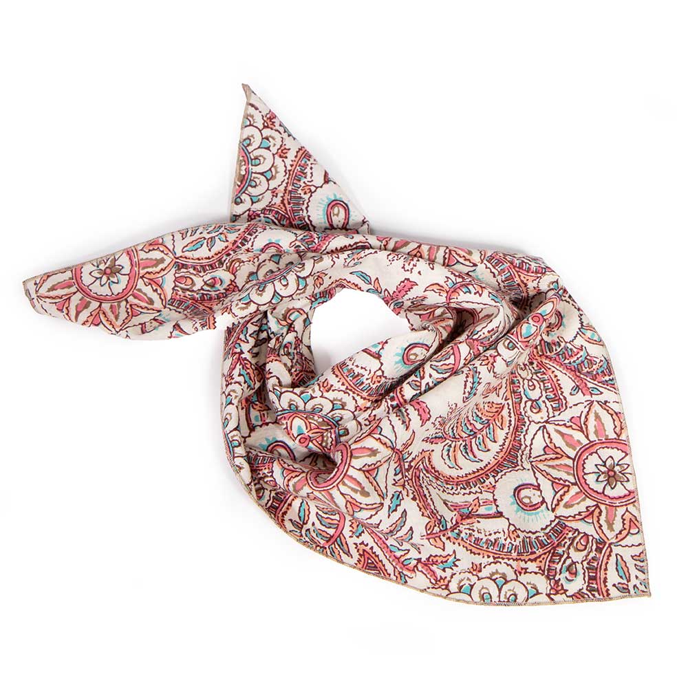 Soft Paisley Block Print Bandana Scarf - Stylish Cotton Fashion Accessory for Women & Men - Perfect for Outdoor Activities, Travel, and Everyday Wear