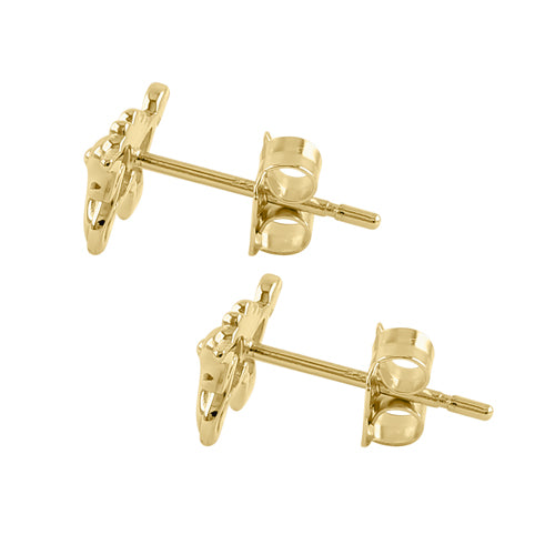 14K Solid Yellow Gold Small Unicorn Stud Earrings for Women - Perfect Gift for Birthday, Anniversary & Everyday Wear