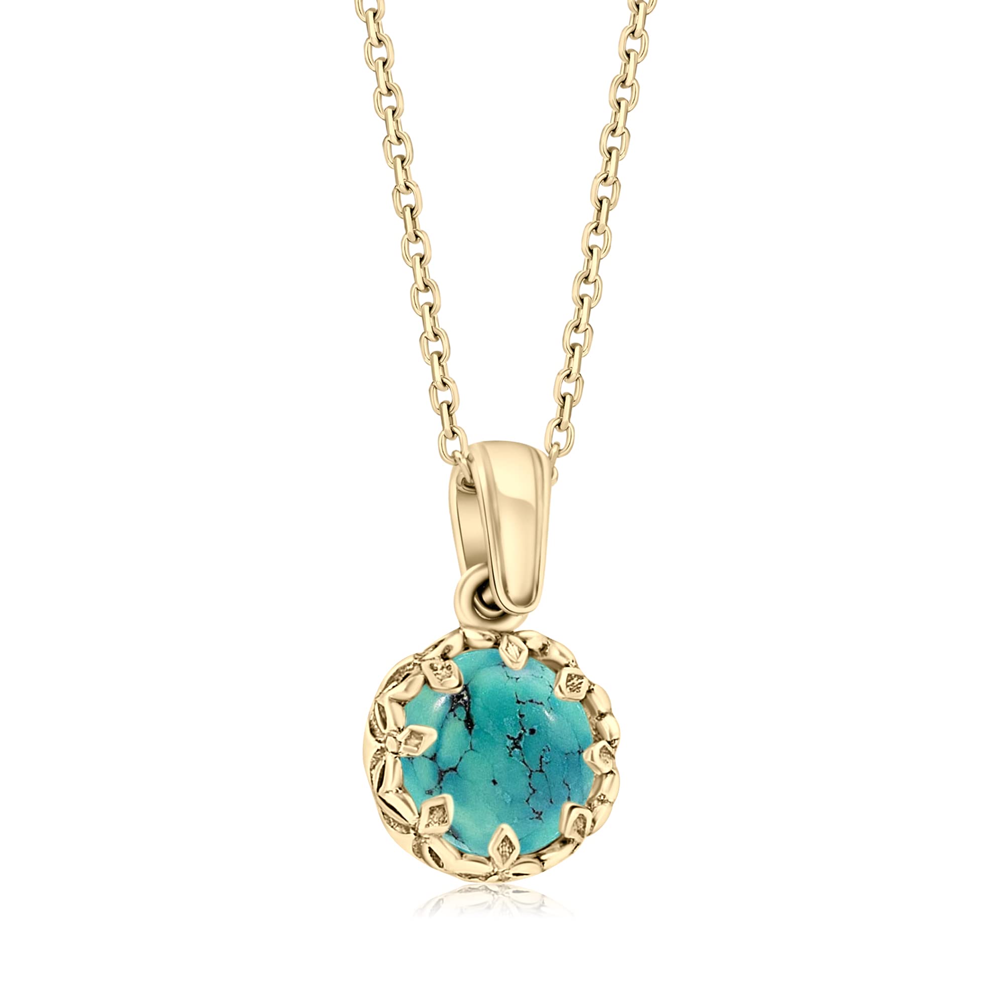 14K Gold Plated Turquoise Necklace for Women - 925 Sterling Silver Birthstone Pendant - Minimalist Gold Jewelry - Elegant Prom & Party Necklace - Perfect for Gifts, Weddings & Special Occasions