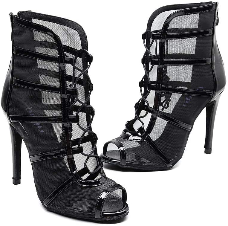 Women's Latin Salsa Ballroom Dance Shoes - Suede Sole Heeled Sandals for Wedding, Competition & Social Dancing (Black, Size US 9.5) | Perfect for Salsa, Tango, Bachata & Ballroom Dance Classes