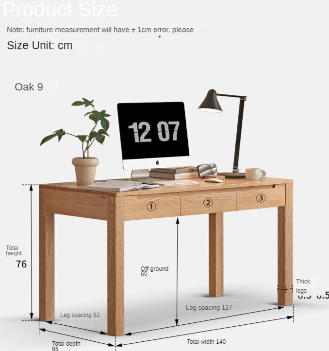 Premium Solid Wood Office Desk - Oak & Beech - Modern Home Office Furniture for Remote Work & Study
