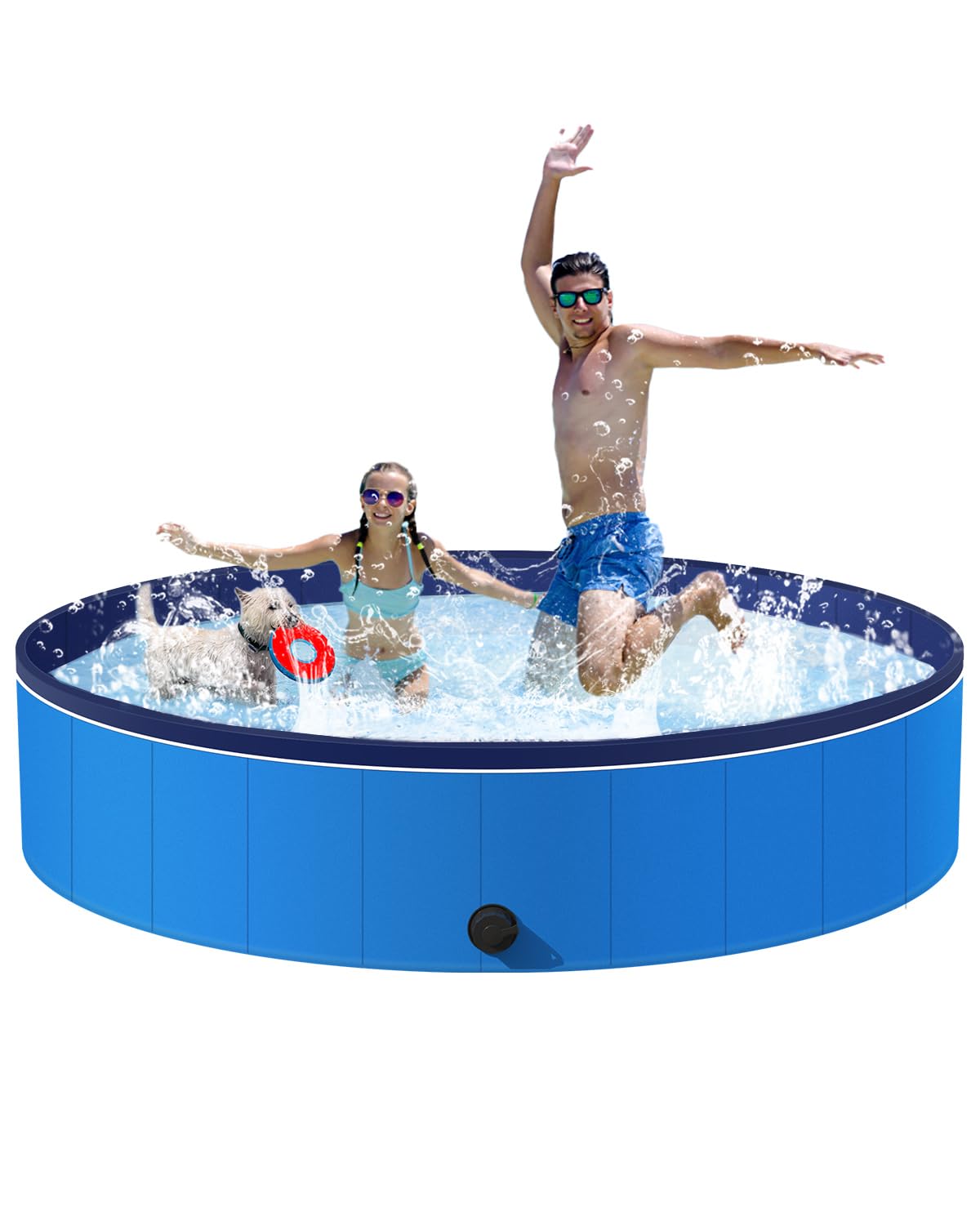 71'' Foldable Kiddie Pool for Large Dogs & Kids - Hard Plastic Backyard Swimming Pool, Non-Slip Pet Bath Tub - Perfect for Summer Fun, Outdoor Play & Pet Bathing