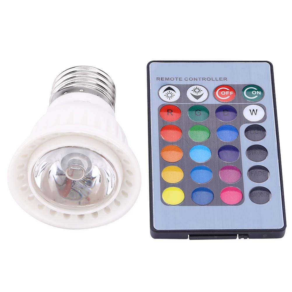 10 Color RGB LED Light Bulb with Remote - Smart WiFi Dimmable Bulb for Home, Party, Gaming & Mood Lighting - 24 Key Remote Control Included