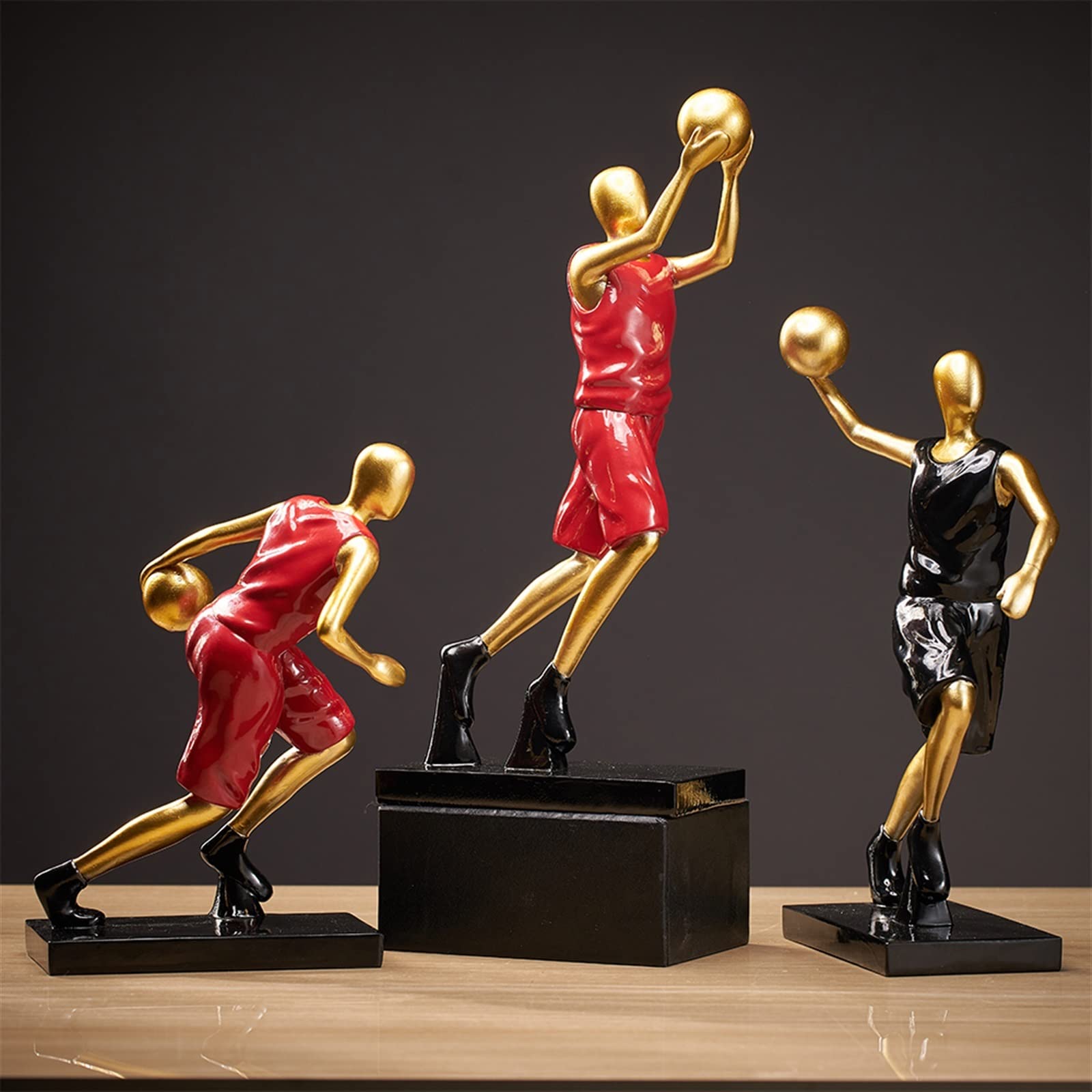 Resin Basketball Player Statue - Modern Home & Desk Decor for Basketball Lovers (Red) - Perfect Gift for Sports Fans