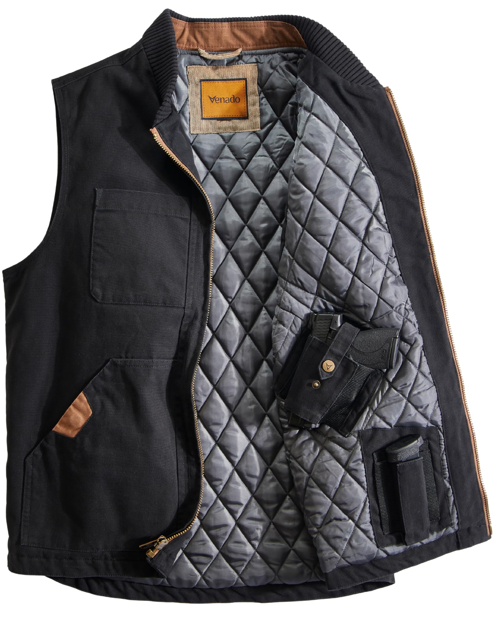Venado Men's Concealed Carry Vest - Heavy Duty Canvas Hunting Vest with Multiple Hidden Pockets for CCW - Ideal for Outdoor Activities, Hiking, Tactical Training & Everyday Carry (EDC) - Durable Concealed Carry Garment for Hunters, Shooters & Security Professionals