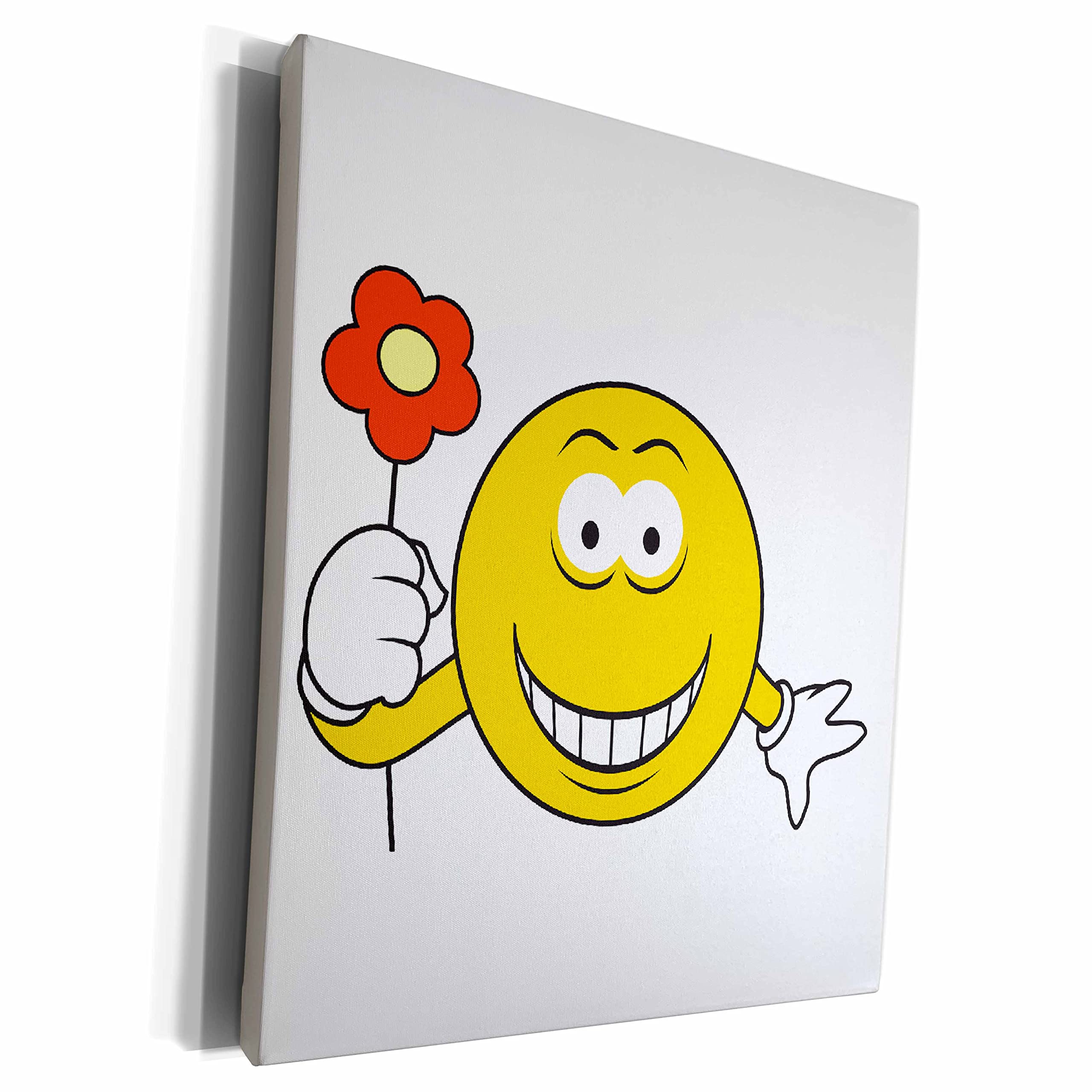 Premium 3dRose Museum-Grade Canvas Wrap - Yellow Smiley Face Balloon Celebration Art Print for Home, Office & Party Decor
