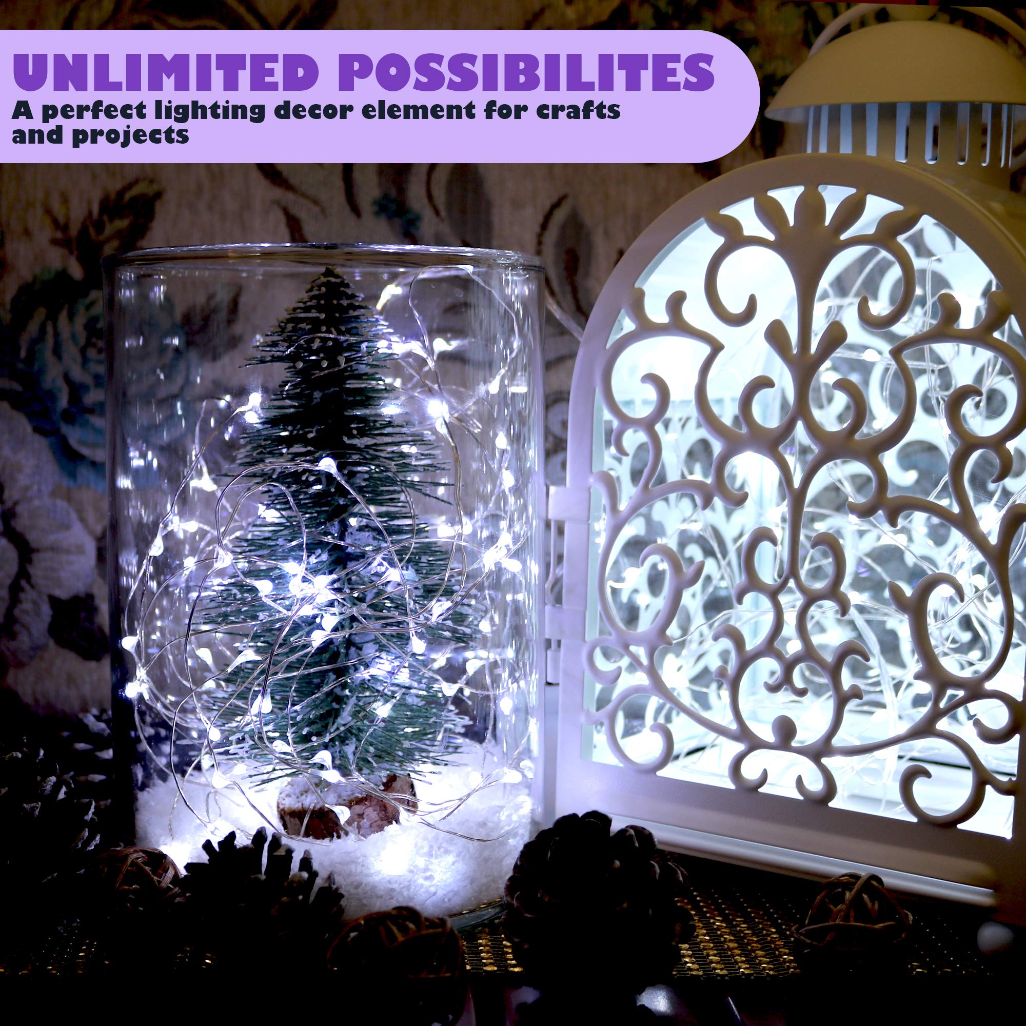 12-Pack Fairy String Lights with Timer - 8 Modes, 20 LED Lights on 6.5ft Silver Wire, Battery Powered (2xCR2032), Lasts 3-4 Days - Perfect for Wedding Decor, Christmas Party, Table Centerpiece, Bedroom & Garden Lighting