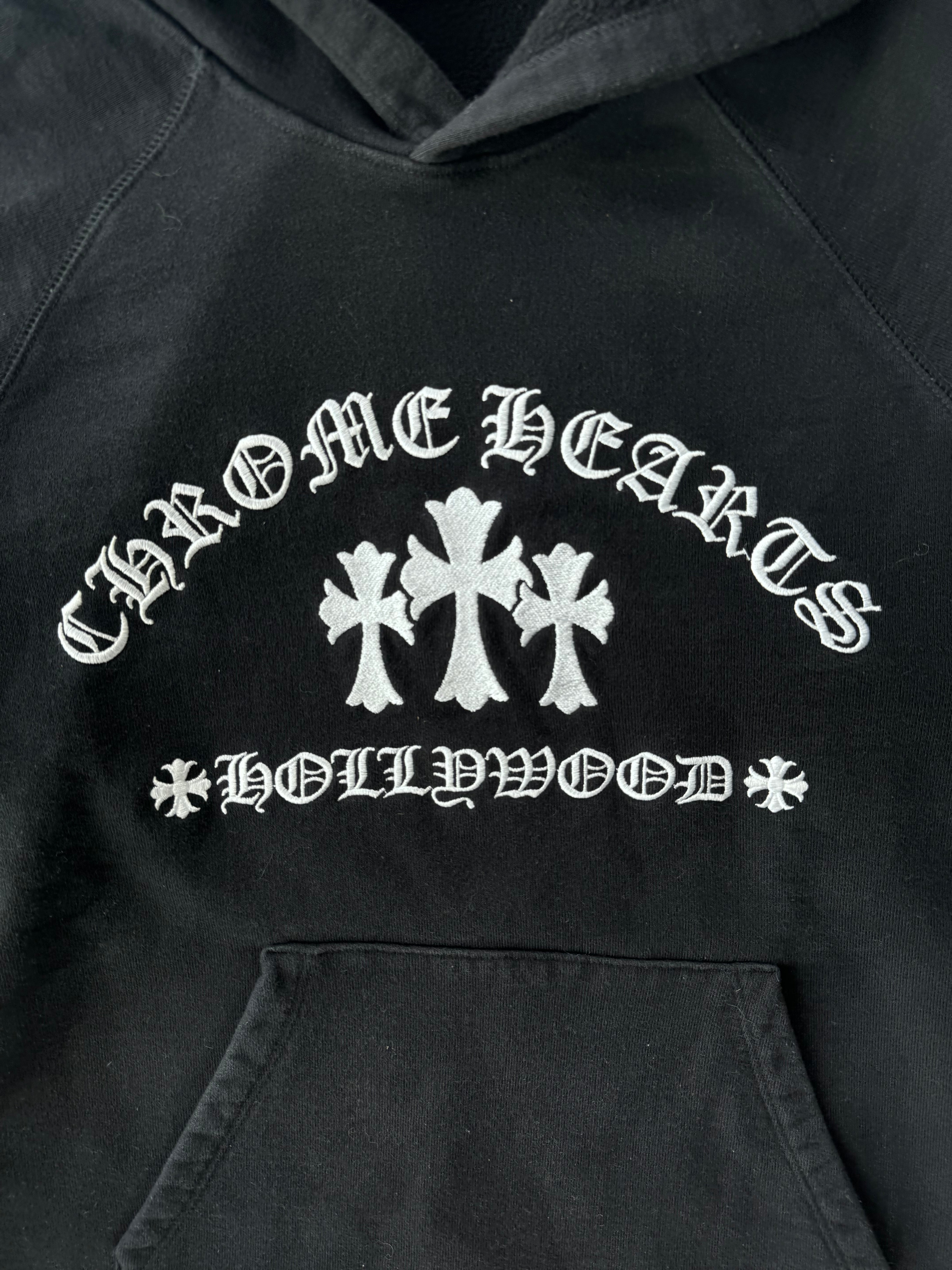 Chrome Hearts Black & White Triple Cross Embroidered Hoodie for Men - Gothic Streetwear Fashion | Perfect for Casual Wear, Parties & Urban Outfits