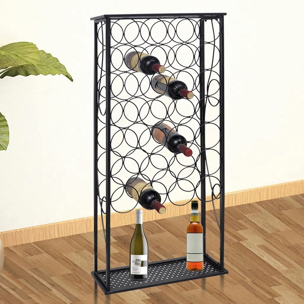 Premium Metal Wine Rack for 28 Bottles - Sturdy & Space-Saving Storage Solution for Kitchen, Dining Room, or Wine Cellar Organization