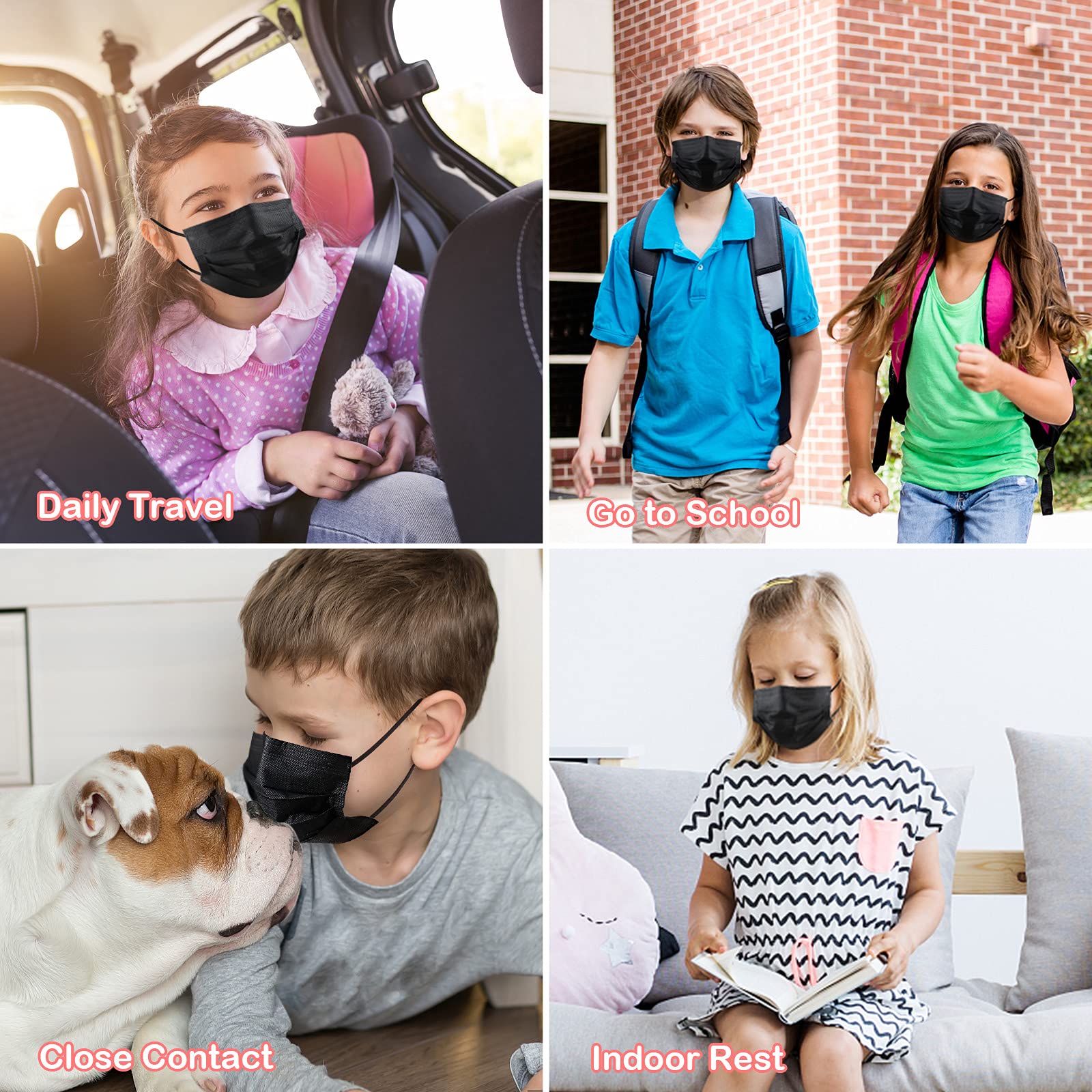 100Pcs Kids Disposable Face Masks for Boys & Girls - Soft Breathable 3-Layer Protection - Perfect for School, Travel & Daily Activities