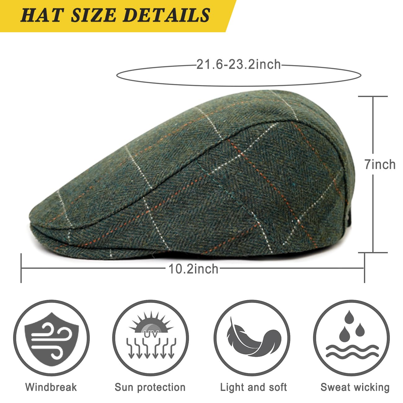 Stylish Men's Newsboy Hat - Winter Flat Ivy Gatsby Cap for Driving, Hunting & Outdoor Activities | Irish Cabbie Inspired Vintage Fashion