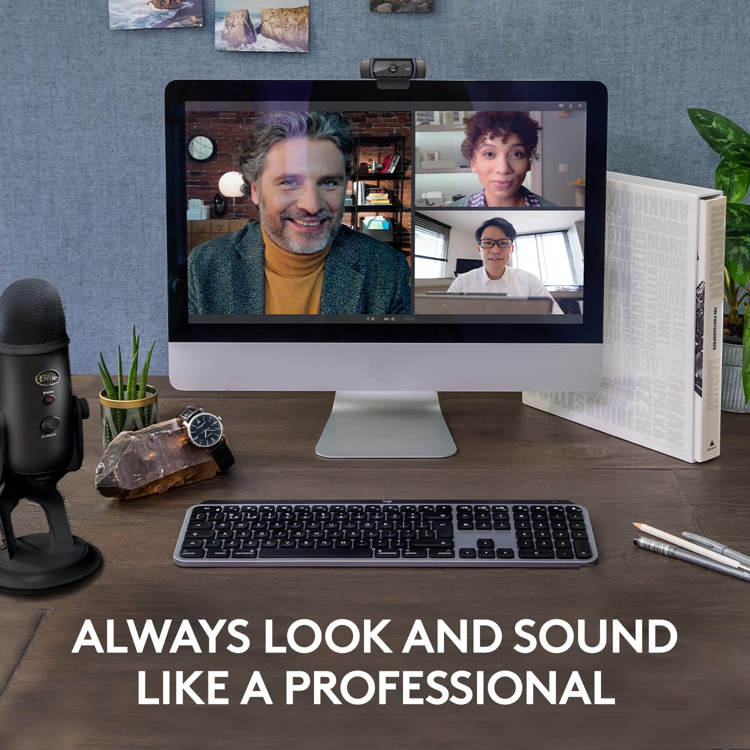 Logitech C920x HD Pro Webcam with Blue Yeti USB Microphone Bundle - Full HD 1080p/30fps Video Calling, Streaming & Recording - Black & Blackout Design for Home Office, Gaming & Online Meetings