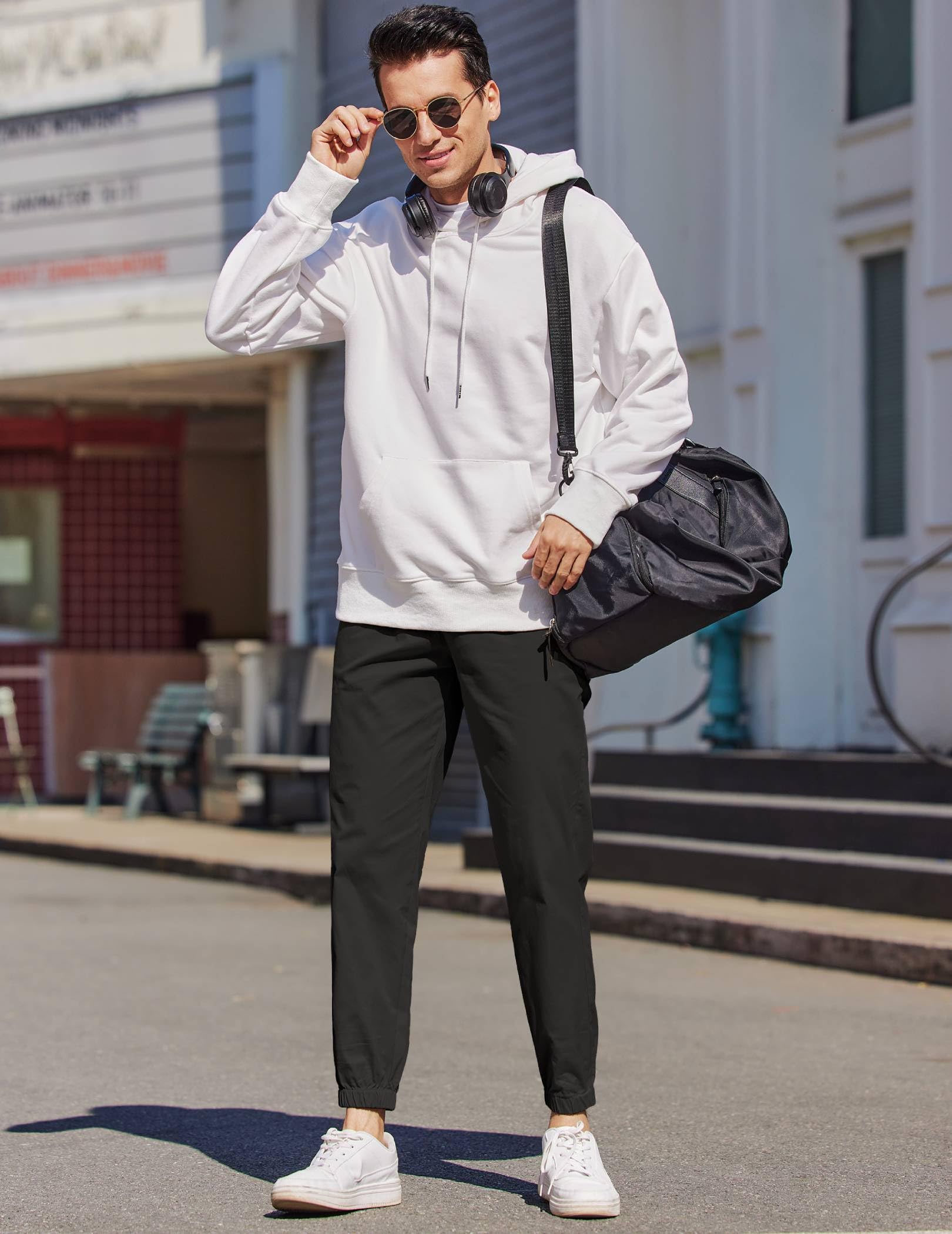 **COOFANDY Men's Casual Joggers Pants - Cotton Elastic Waist Drawstring Chino Cargo Pants for Hiking, Outdoor, Track & Lounge Wear**