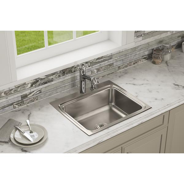 Elkay Lustertone Stainless Steel Drop-In Kitchen Sink 25