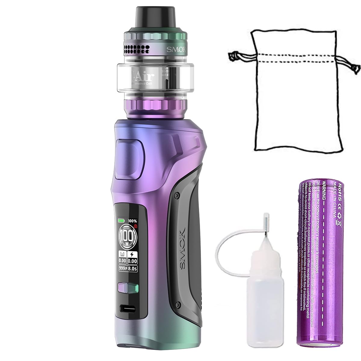 SMOK Mag Solo 100W Vape Starter Kit with 5ml T-Air Subtank & 2500mAh Rechargeable Battery - Rainbow Prism Edition | Complete Vaporizer Set (No E-Liquid/No Nicotine) for Beginners & Cloud Chasers | Perfect for Home Use, Travel & Social Vaping