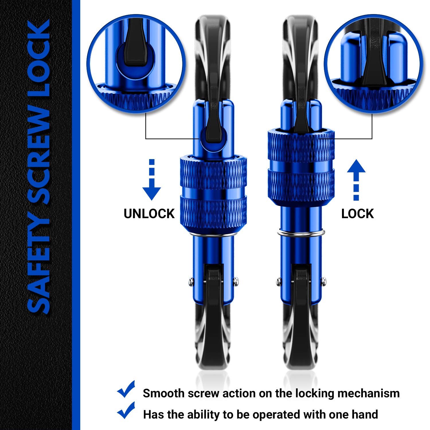 12kN Heavy Duty Lightweight Locking Carabiner Clips with Keyrings - Secure Pets, Hammocks, Dog Leashes & Outdoor Gear - Perfect for Camping, Hiking, Backpacking and Key Organization