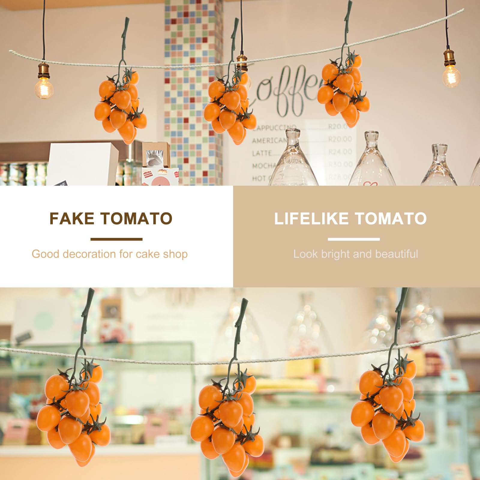 Happyyami Artificial Cherry Tomatoes - Realistic Plastic Fake Fruits for Home Decor, Kitchen, Party & Festival Decoration - Lifelike Simulation Fruit Ornaments for Centerpieces, Tablescapes & DIY Crafts
