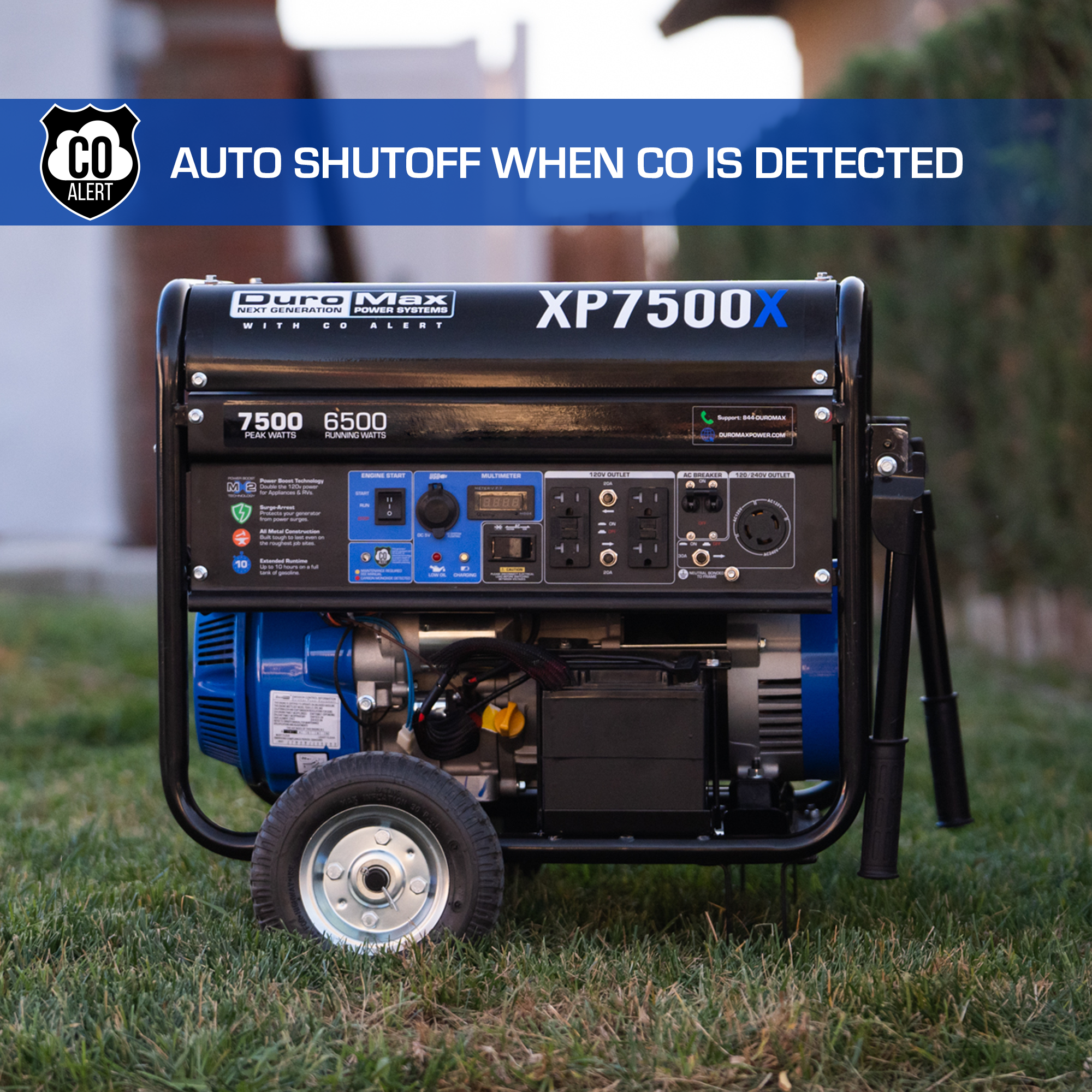 7,500 Watt Portable Gasoline Generator with CO Alert - Reliable Backup Power for Home, Camping & Outdoor Emergencies