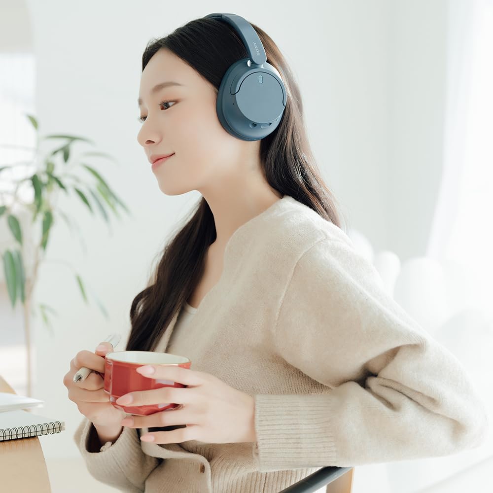 Sony WH-CH720NL Wireless Noise Canceling Bluetooth Headphones with Built-in Mic, 35H Battery & Quick Charge - Navy Blue - Perfect for Travel, Work & Music Lovers