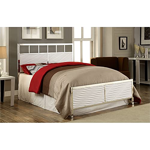 Furniture of America Cepher Wood King Size Headboard and Footboard Set in White - Perfect for Master Bedroom Decor & Modern Farmhouse Style