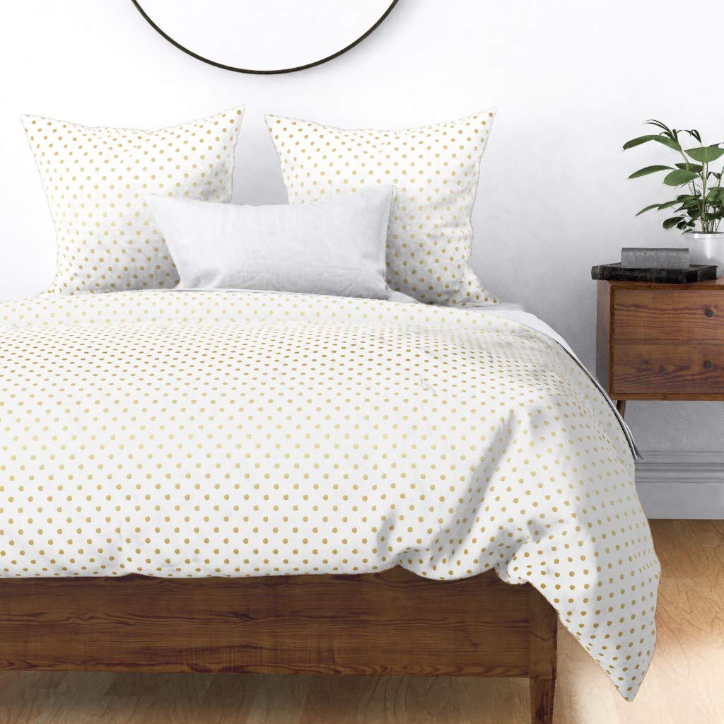 Custom Gold Dots Polka Dot Ombre Print Cotton Sateen Duvet Cover - King/California King Size | Spoonflower Premium Bedding for Modern & Boho Bedroom Decor