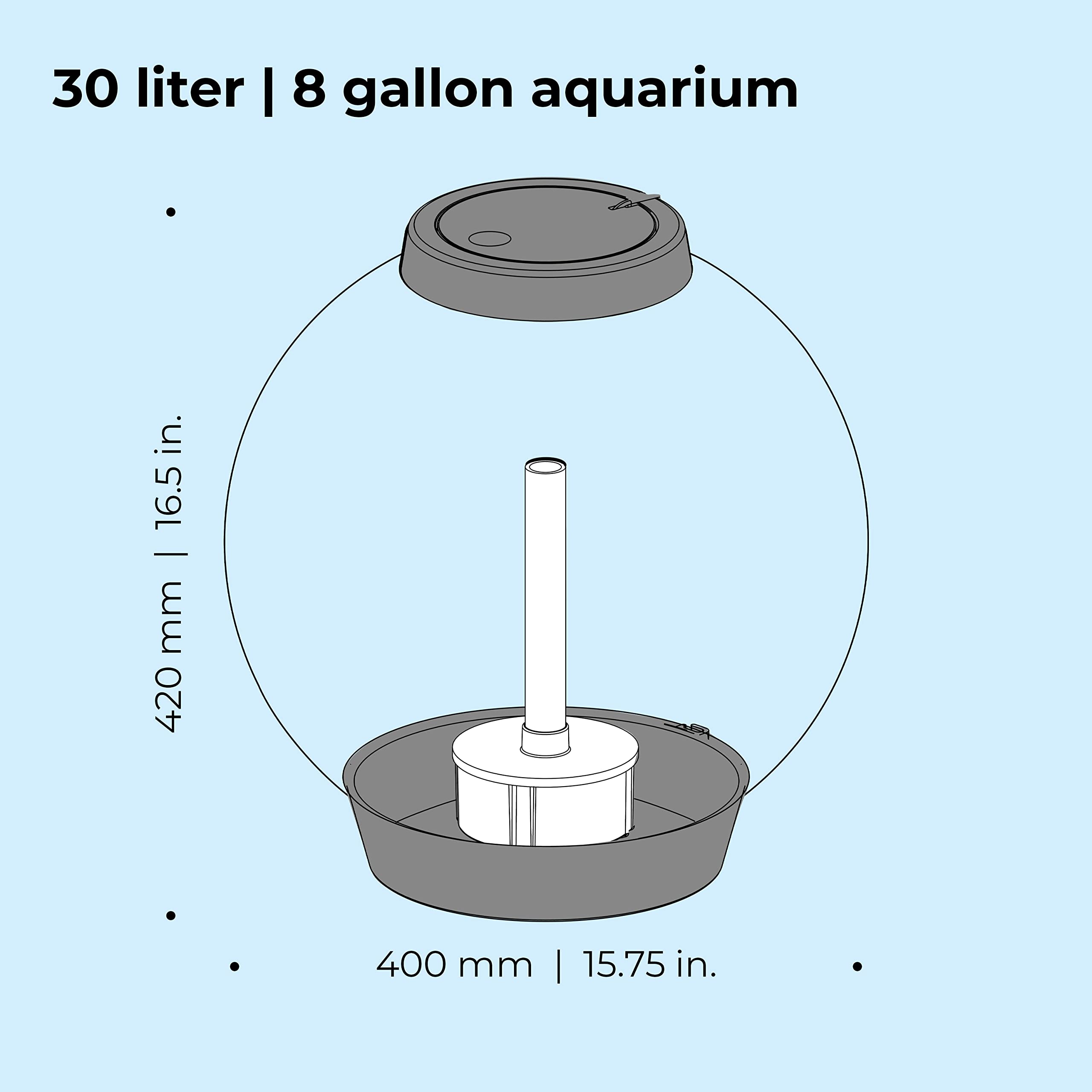 biOrb Classic 30 Acrylic 8-Gallon Aquarium with White LED Lights - Modern Silver Fish Tank for Tabletop Display | Perfect for Home, Office Decor & Small Space Aquascaping