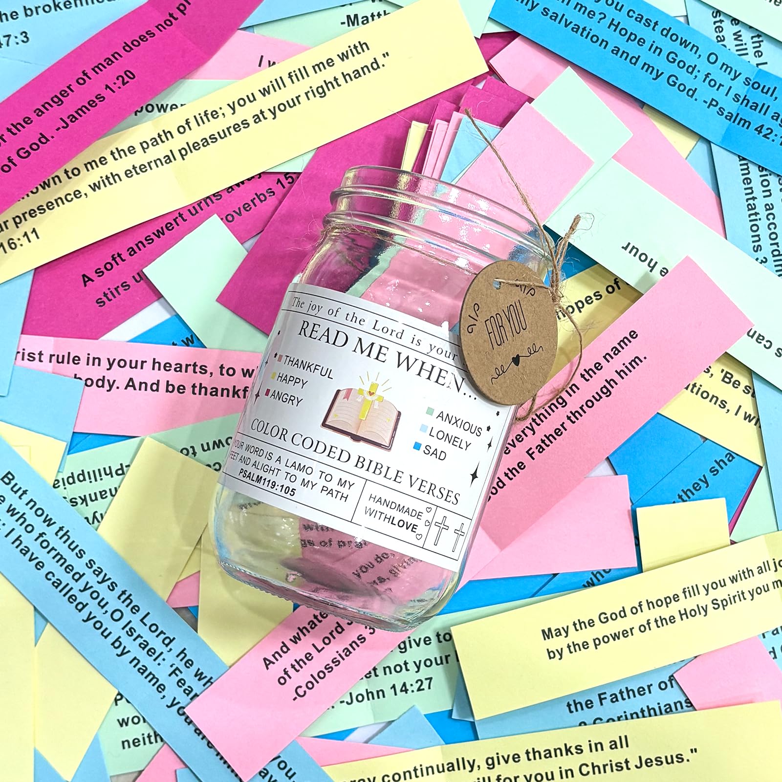 Bible Verse Jar with 90 Encouraging Scripture Cards - Inspirational Christian Gift for Women, Moms & Teachers - Perfect for Easter, Graduation & Daily Devotion - Bible Study Accessories for Spiritual Growth & Comfort