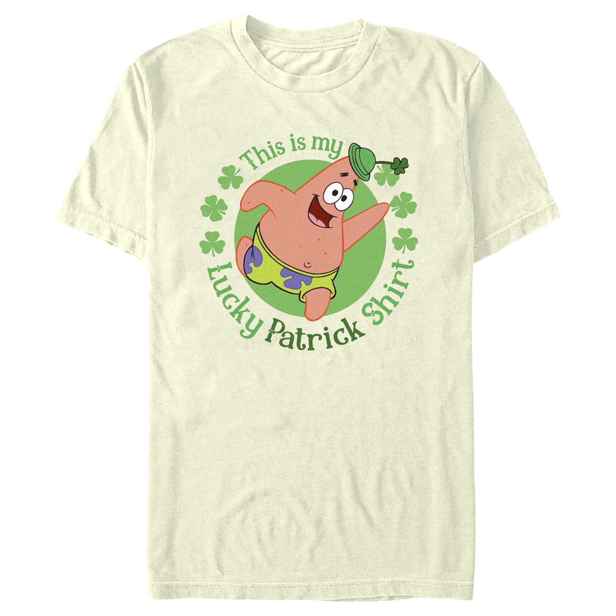 Men's Spongebob Squarepants St. Patrick's Day Lucky Patrick Graphic T-Shirt - Funny Cartoon Tee for Irish Festival & Holiday Parties