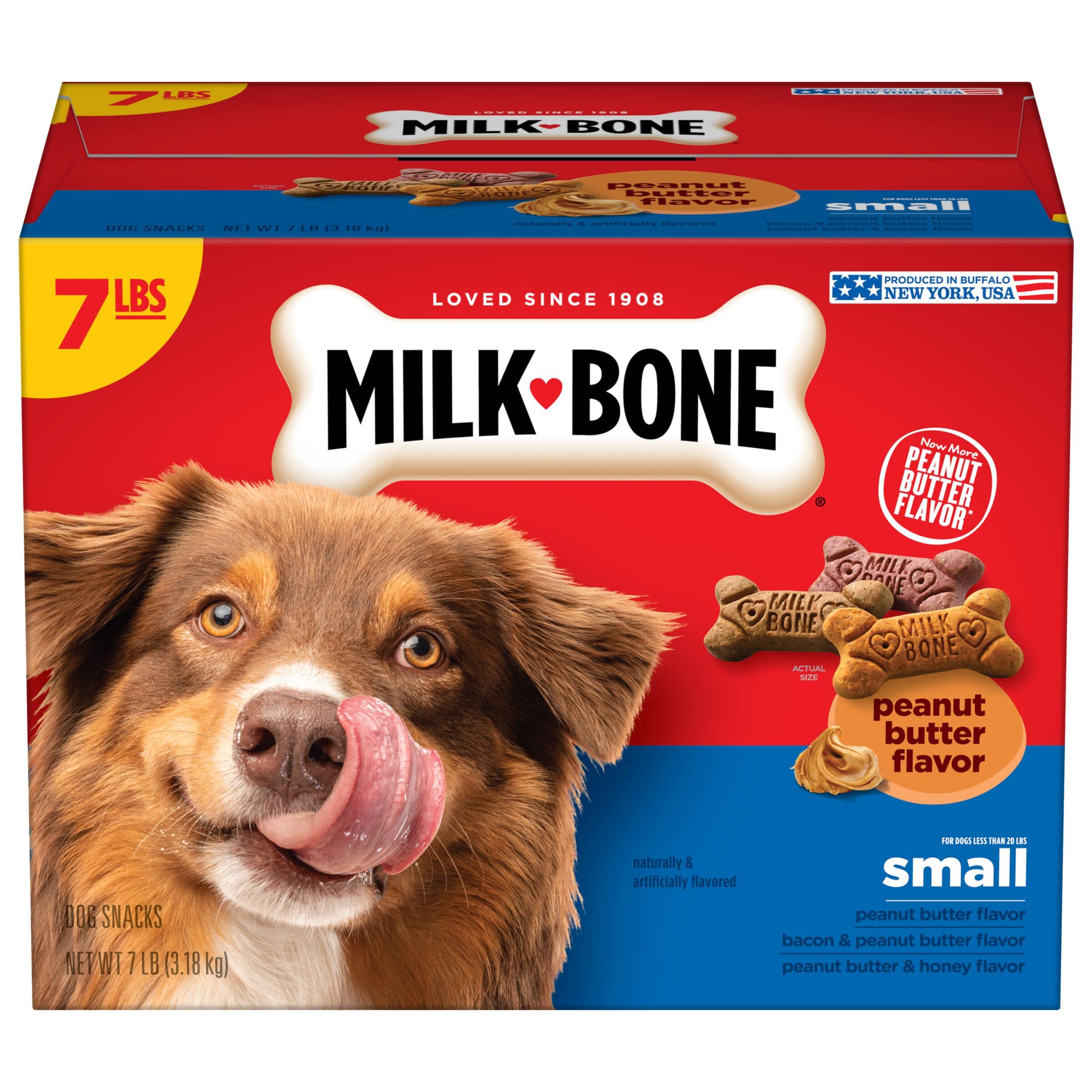 Milk-Bone Peanut Butter Flavor Dog Biscuits - Natural & Artificial Flavored Crunchy Dog Treats for Training & Rewards - 7lb Bulk Pack (Packaging May Vary) - Perfect for Puppies & Adult Dogs
