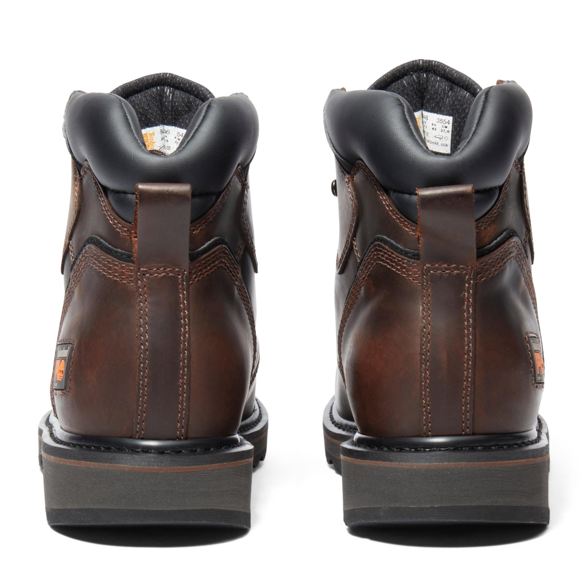 Pit Boss 6 Inch Soft Toe Work Boots for Men - Comfortable Brown Leather Safety Shoes for Construction, Hiking & Outdoor Work