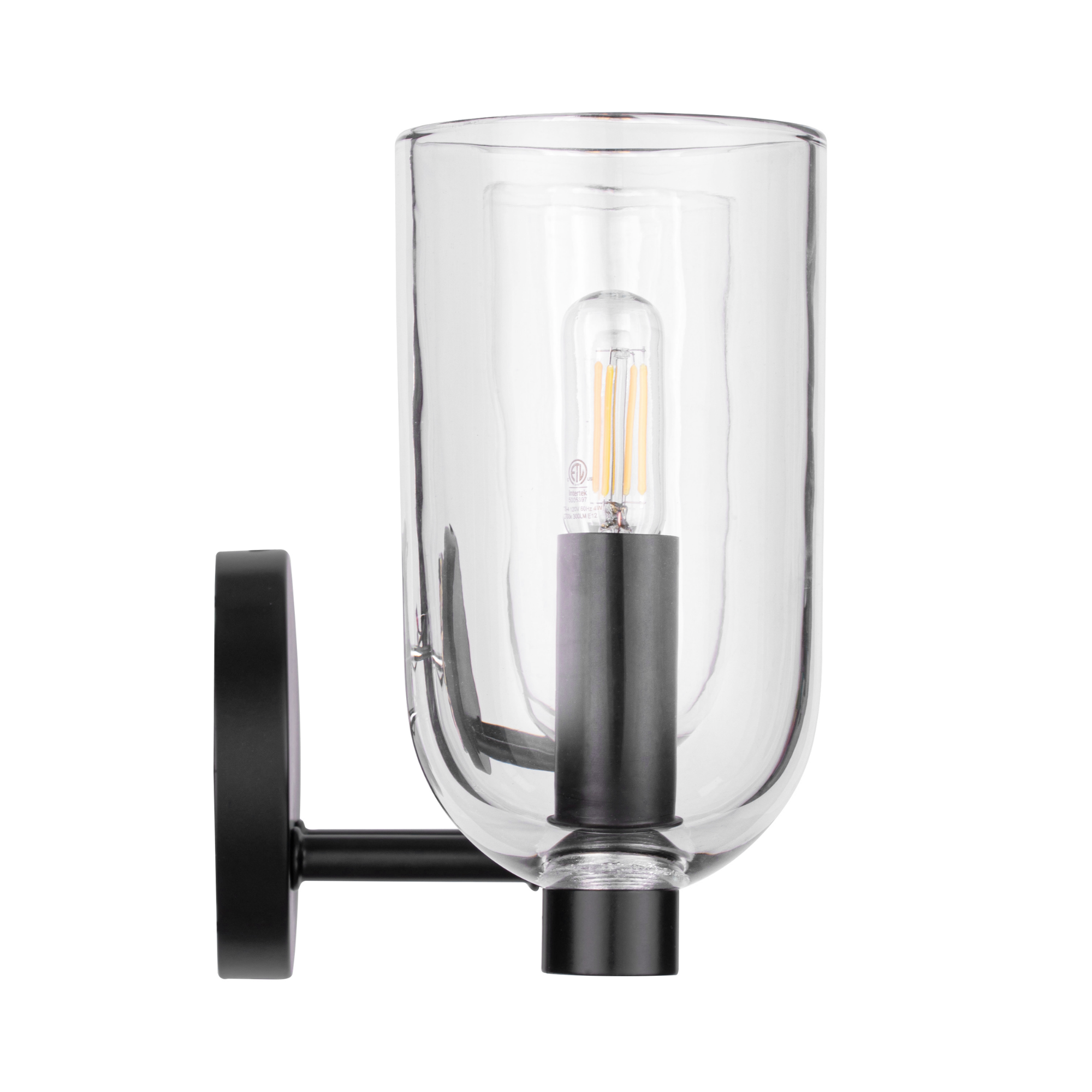 3-Light Hansley Vanity Light Fixture in Matte Black with Clear Glass Shades - Perfect for Bathroom, Bedroom, and Dressing Room Lighting