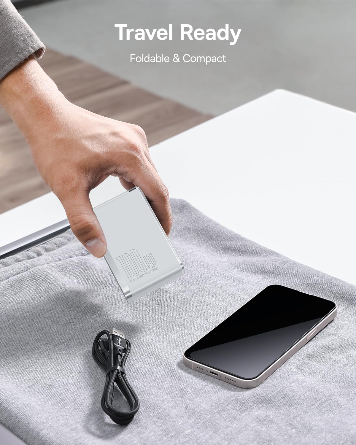 Baseus 100W 4-Port GaN II Fast Charger - USB C Wall Charger for iPhone 15/14/13/12/11, Galaxy, MacBook Pro/Air, iPad, Laptops - Compact & Powerful Charging Block for Home, Office & Travel (White)