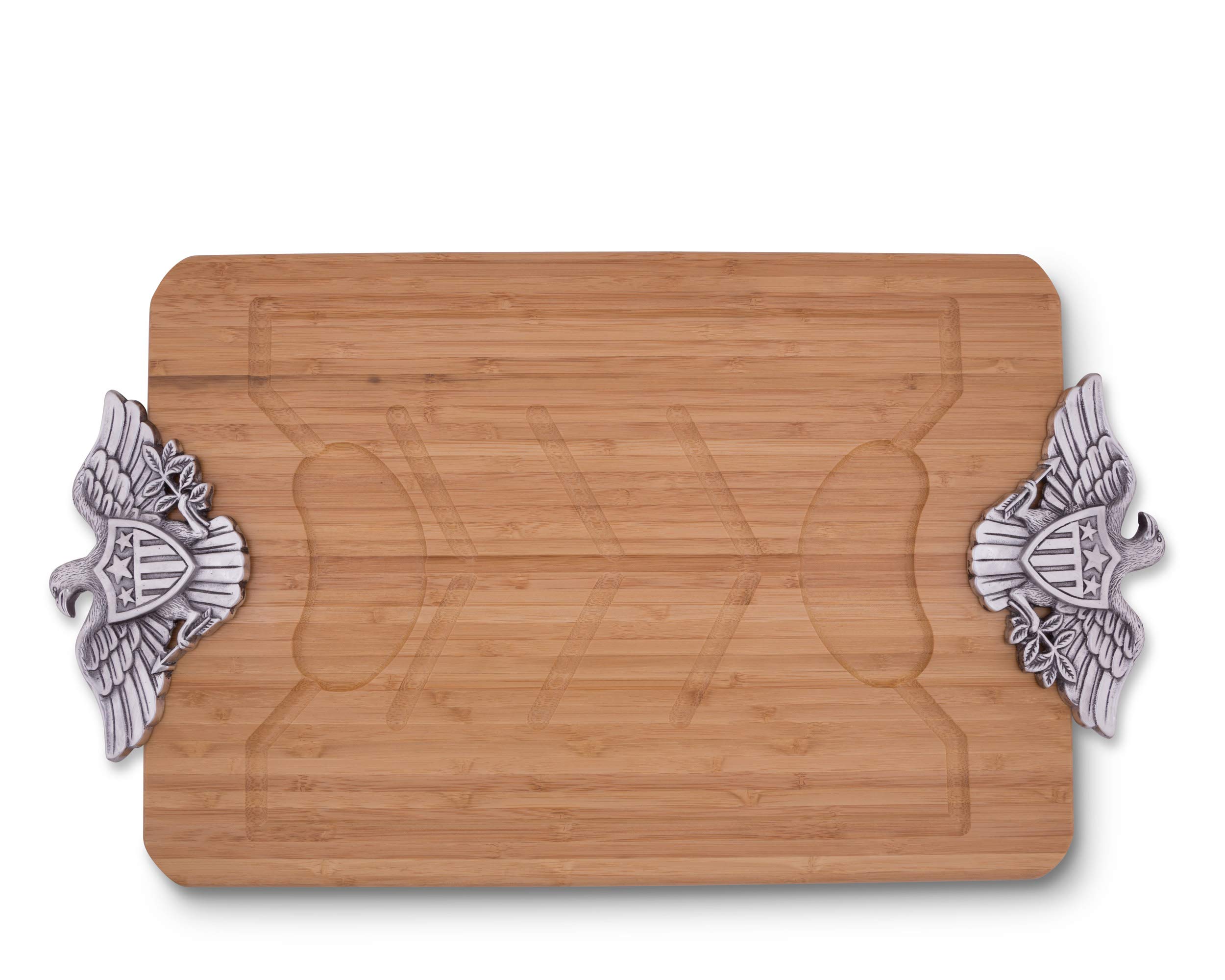 Premium American Eagle Bamboo Cheese Board with Metal Handle - 23