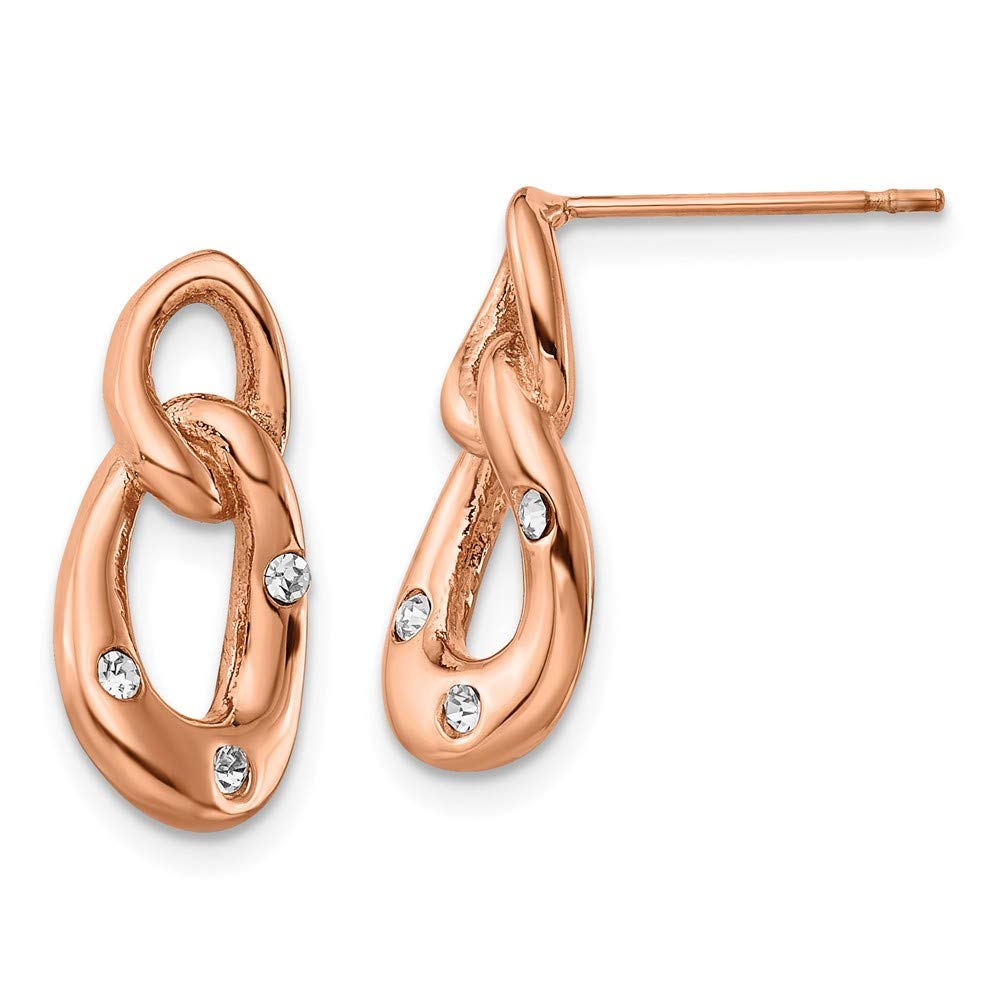 Stainless Steel Rose Gold Plated Crystal Dangle Earrings for Women - Elegant Party, Wedding & Evening Wear Jewelry