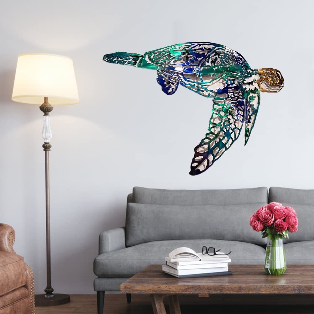 Enfudid Metal Sea Turtle Wall Art - Personalized Handmade Wall Decor Sculpture for Bedroom, Living Room, Office - Coastal Theme Home Décor for Beach House & Ocean Lover Gifts