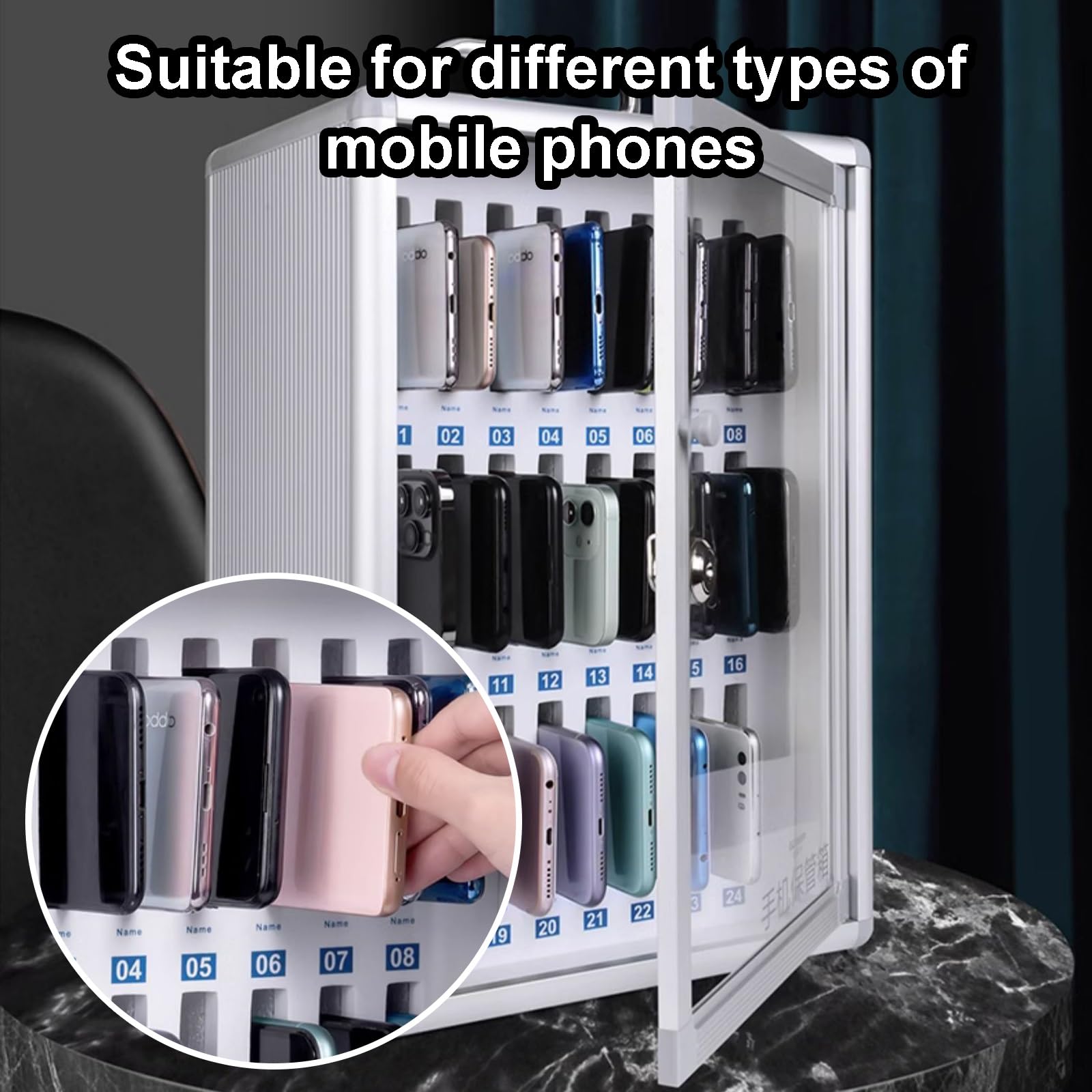 36-Slot Wall Mounted Cell Phone Storage Cabinet with Lock & Keys - Secure Phone Holder for Classroom, Office, Exam, Library & Gym - Organize & Protect Devices Safely